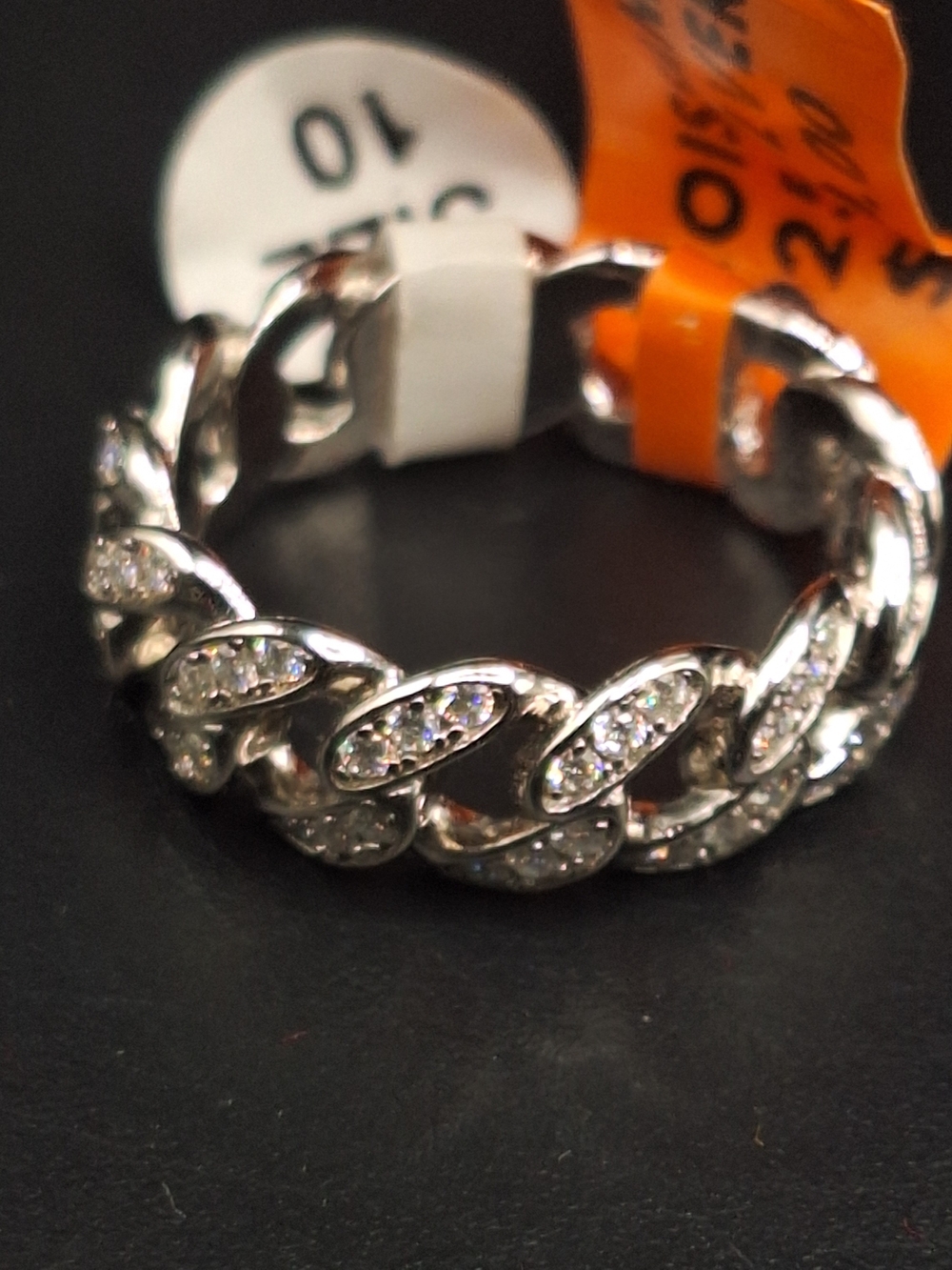Icedout 925 Sterling SIilver 2ctw Moissanite Pave Cuban Link Ring Size 10